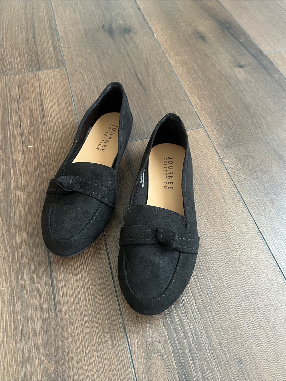 Journee Collection Black Suede Knot Loafers for Women